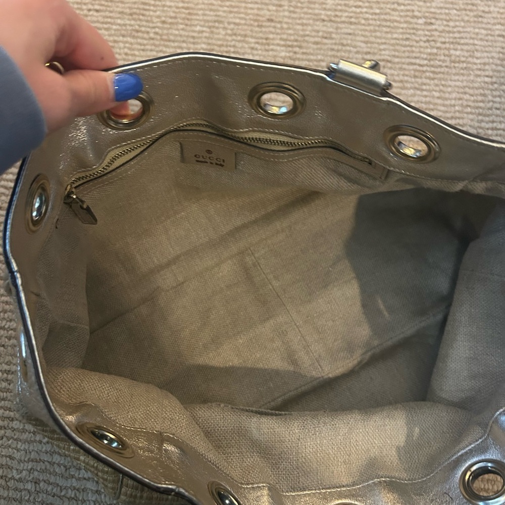 Gucci Metallic Gold and Tan Tote - Picture 3 of 7